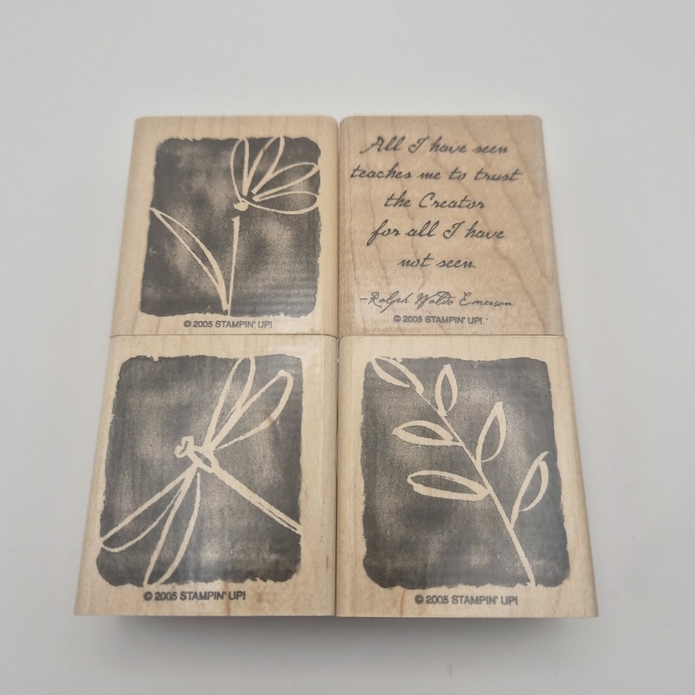 Stampin' Up! All I Have Seen 2005 Complete Set of 4 Wood Mounted Rubber Stamps